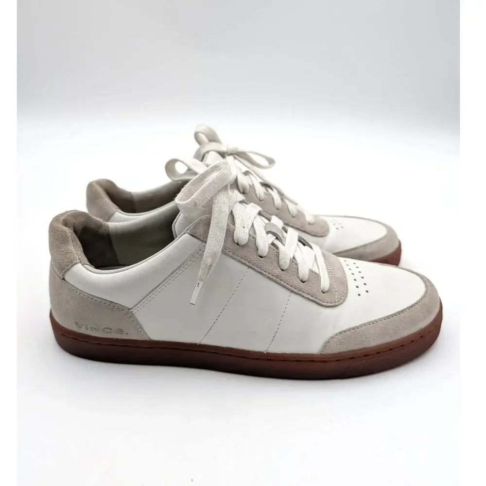 Vince Noel Low Top Sneaker Shoes Lace-Up Round Toe Men's White Size US8M EU41